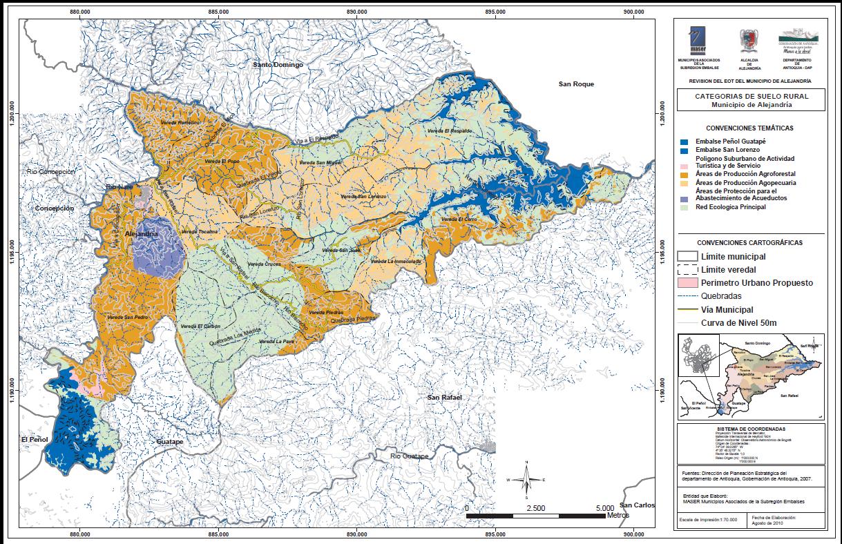 Categoria del suelo zona rural municipio de Alejandria-Antioquia